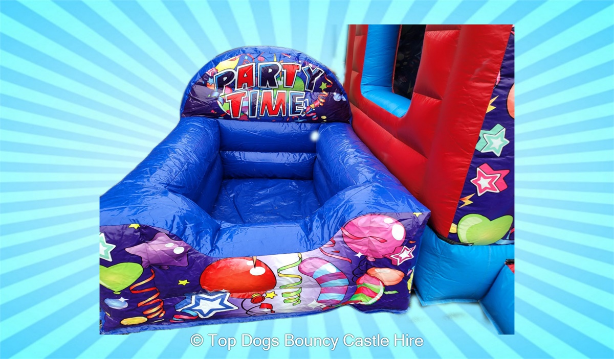 Party Time Bouncy Castle Front Combi Slide & Ballpool Best Bouncy